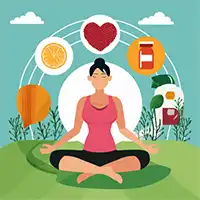  picture of yoga, vitamins and nature.