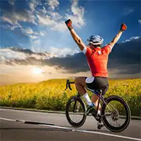 A man winning a race.