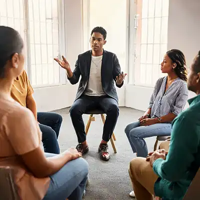  Group therapy in rehab.