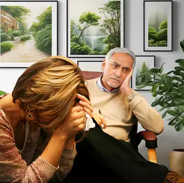 Families and addiction a woman and a man distressed