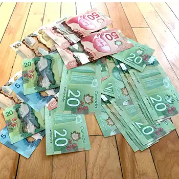 Pile of money coming from drug trade