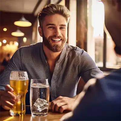 Man reducing alcohol intake.